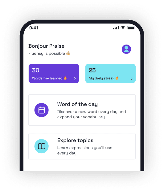 Fluensy French app on mobile β learn French on the go